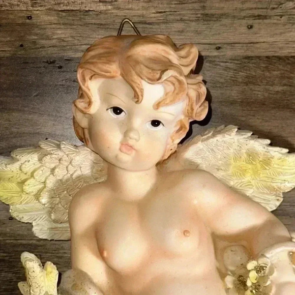 Angels Set of 2 Cherub Resin VINTAGE Wall Hanging Home Accent Decor Plaques - Picture 5 of 16